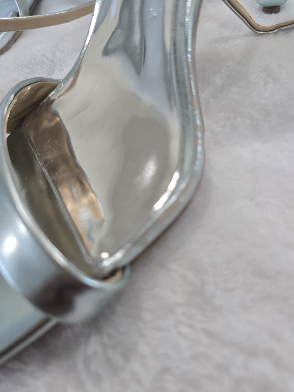 Badgley Mischka Silver Strappy Square-Toe Sandals Size 8 - Picture 7 of 12